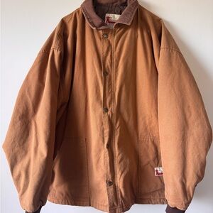 Vintage Brown Corduroy Collar Men's Jacket Size XL
